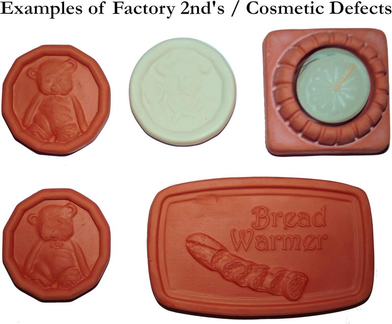 JBK Pottery Kitchen Bundle - 2 Brown Sugar Savers, Bread Warmer Tile, Pot Minder for Stovetop Cooking, & Candle Holder – Terracotta Kitchen Tools and Essentials, Ceramic Pack (5 pk) Factory 2nds - Image 2